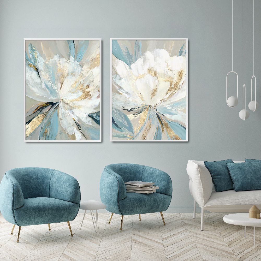Golden Blue Floral