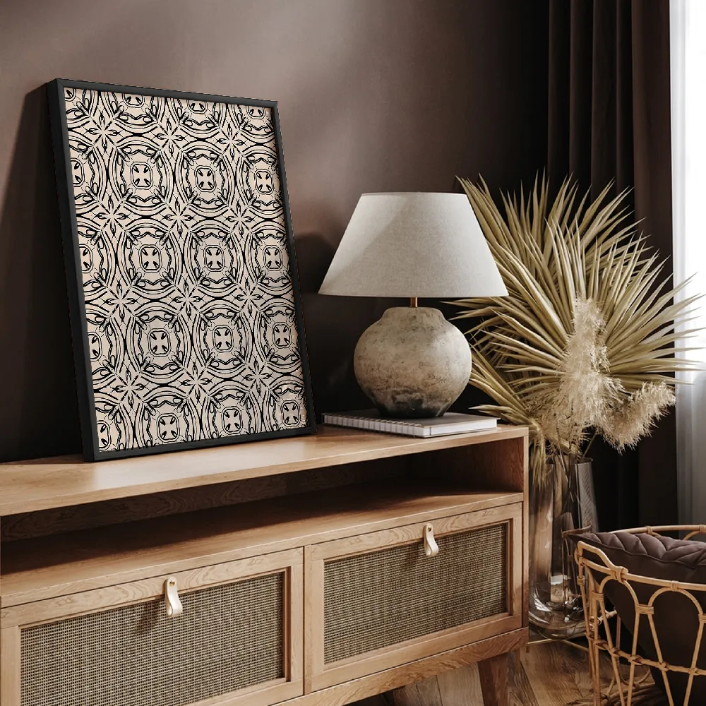 Beige and Black Tile Pattern